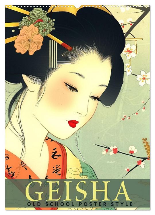Produktbild: Geisha - Old School Poster Style (Wandkalender 2026 DIN A2 hoch), CALVENDO Monatskalender