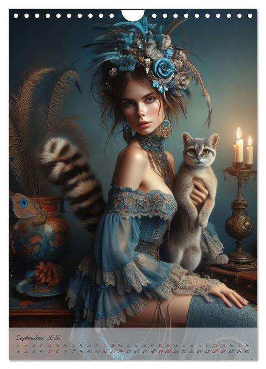 Produktbild: Eleganz der Exotik - Femme Fatale im Boh&egrave;me-Chic mit tierischen Begleitern (Wandkalender 2026 DIN A4 hoch), CALVENDO Monatskalender