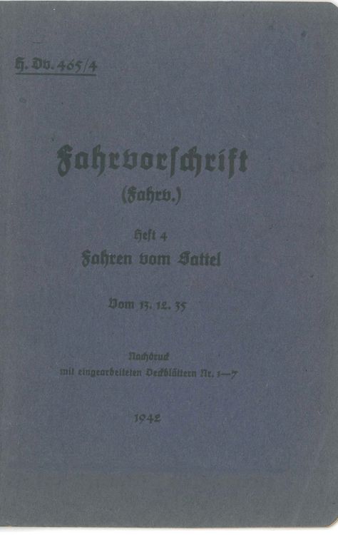 Produktbild: H.Dv. 465/4 Fahrvorschrift - Heft 4 - Fahren vom Sattel