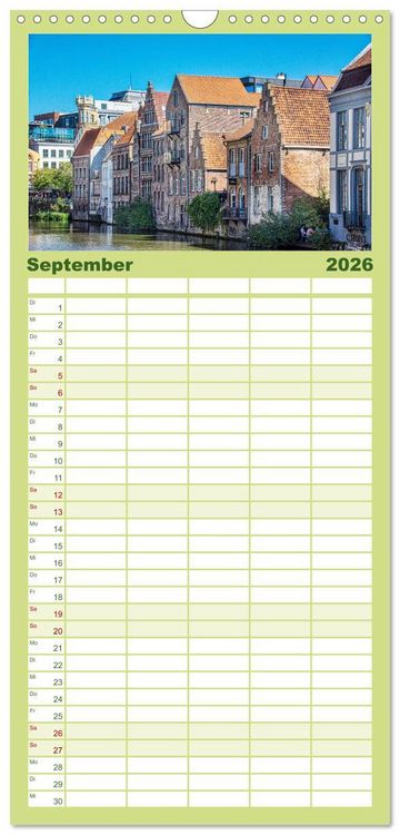 Produktbild: Familienplaner 2026 - Gent - staunen und erleben mit 5 Spalten (Wandkalender, 21 x 45 cm) CALVENDO