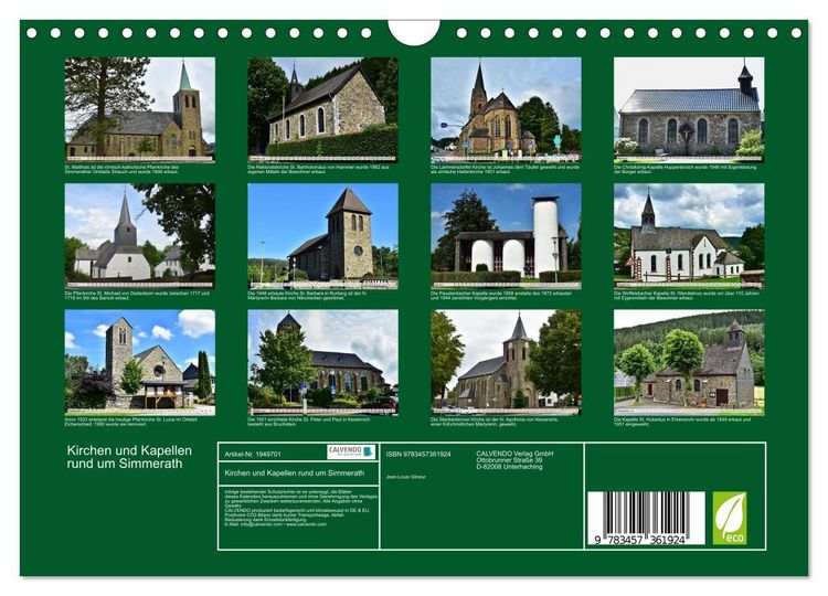 Produktbild: Kirchen und Kapellen rund um Simmerath (Wandkalender 2026 DIN A4 quer), CALVENDO Monatskalender