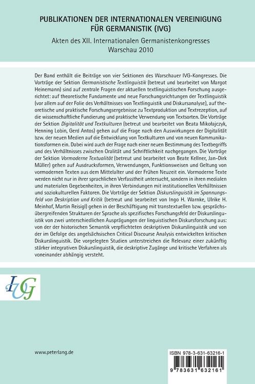 Produktbild: Akten des XII. Internationalen Germanistenkongresses Warschau 2010- Vielheit und Einheit der Germanistik weltweit