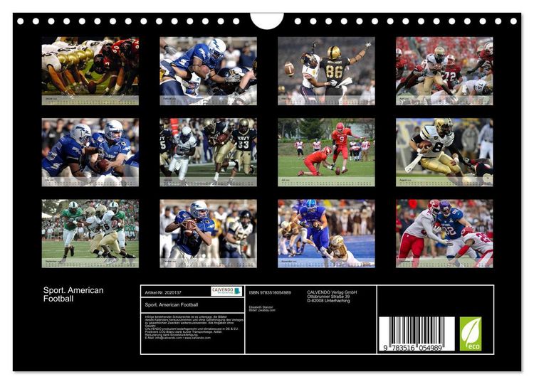 Produktbild: Sport. American Football (Wandkalender 2026 DIN A4 quer), CALVENDO Monatskalender