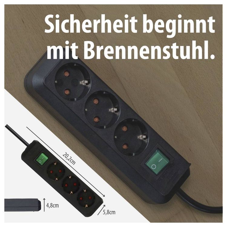 Produktbild: Brennenstuhl 1152300400 Steckdosenleiste Schwarz Schutzkontakt 1 St.