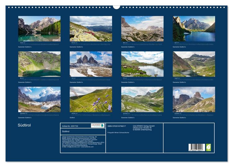 Produktbild: S&uuml;dtirol (Wandkalender 2027 DIN A2 quer), CALVENDO Monatskalender