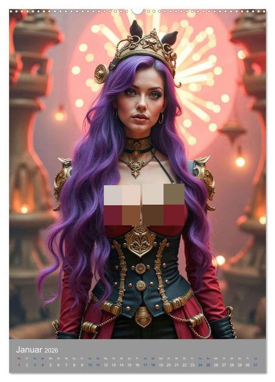 Produktbild: Steampunk Zirkus-Diven (Wandkalender 2026 DIN A2 hoch), CALVENDO Monatskalender