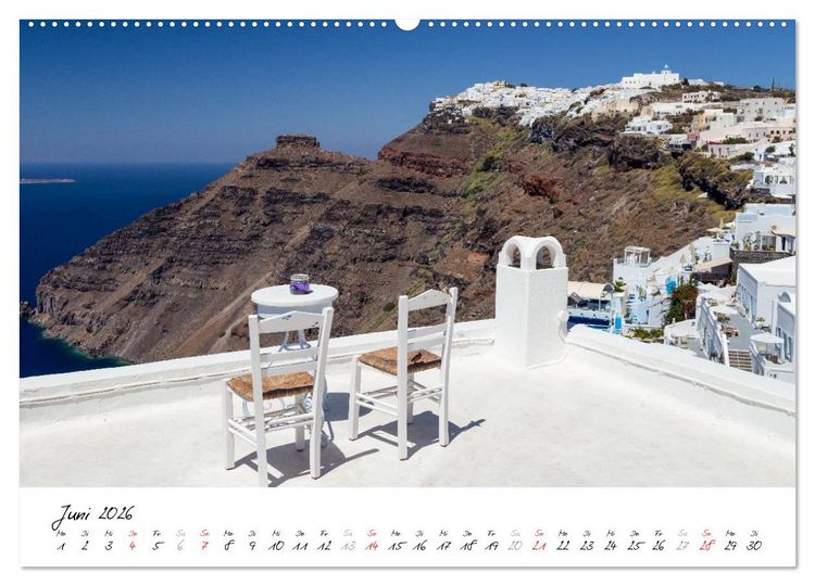 Produktbild: Santorini - Fotogene Sch&ouml;nheit (hochwertiger Premium Wandkalender 2026 DIN A2 quer), Kunstdruck in Hochglanz