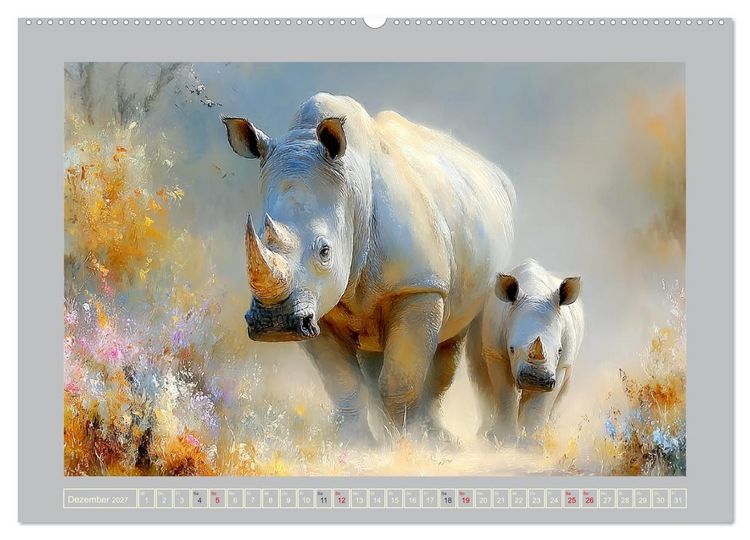 Produktbild: Nash&ouml;rner. M&auml;chtige Rhinos in der Grassavanne (Wandkalender 2027 DIN A2 quer), CALVENDO Monatskalender