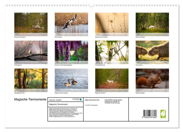 Produktbild: Magische Tiermomente (hochwertiger Premium Wandkalender 2027 DIN A2 quer), Kunstdruck in Hochglanz