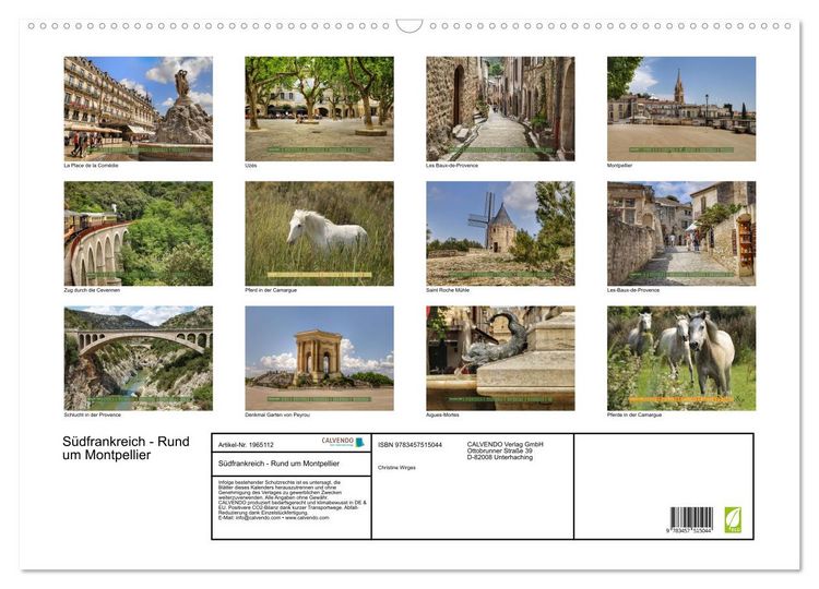Produktbild: S&uuml;dfrankreich - Rund um Montpellier (Wandkalender 2026 DIN A2 quer), CALVENDO Monatskalender