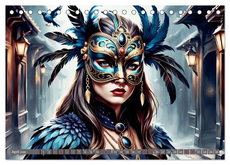 Produktbild: Maskerade Deluxe (Tischkalender 2026 DIN A5 quer), CALVENDO Monatskalender