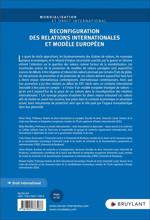 Produktbild: Reconfiguration des relations internationales et mod&egrave;le europ&eacute;en :