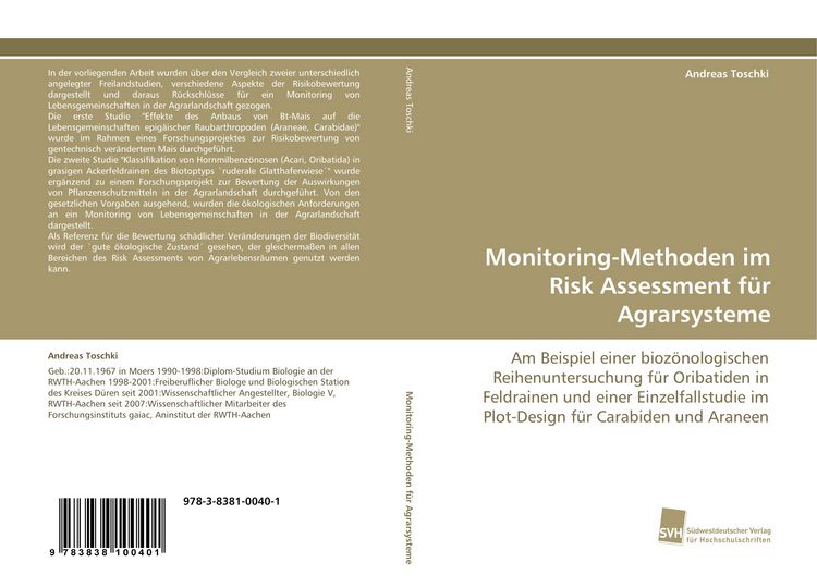 Produktbild: Monitoring-Methoden im Risk Assessment f&uuml;r Agrarsysteme