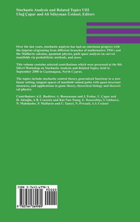 Produktbild: Stochastic Analysis and Related Topics VIII