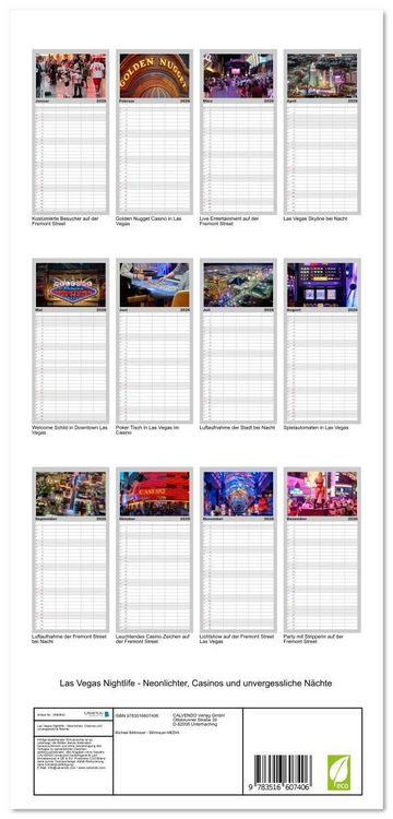 Produktbild: Familienplaner 2026 - Las Vegas Nightlife - Neonlichter, Casinos und unvergessliche N&auml;chte mit 5 Spalten (Wandkalender, 21 x 45 cm) CALVENDO