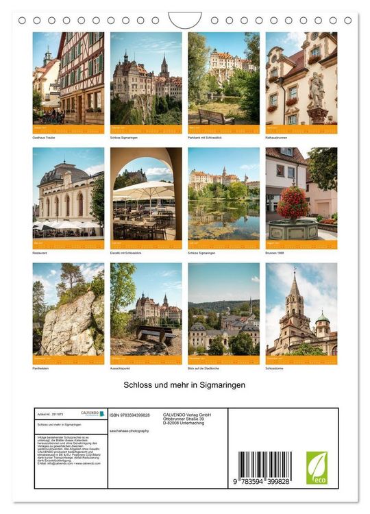 Produktbild: Schloss und mehr in Sigmaringen (Wandkalender 2027 DIN A4 hoch), CALVENDO Monatskalender