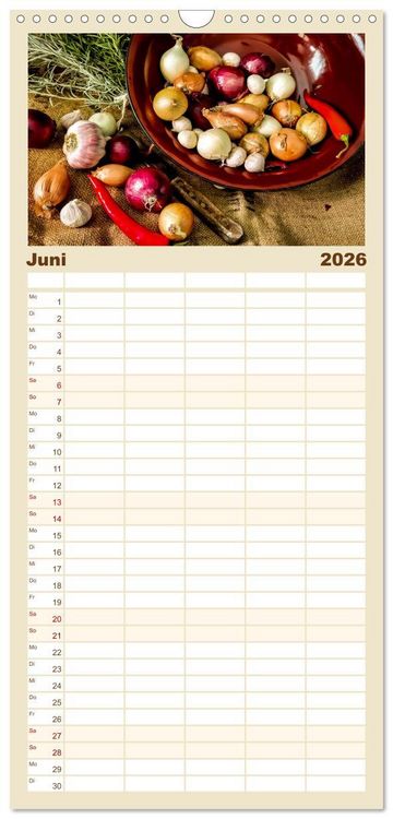 Produktbild: Familienplaner 2026 - K&uuml;chengeplauder - Nostalgische Momente mit 5 Spalten (Wandkalender, 21 x 45 cm) CALVENDO