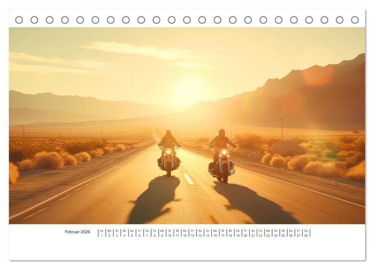 Produktbild: Biker in unendlicher Weite (Tischkalender 2026 DIN A5 quer), CALVENDO Monatskalender
