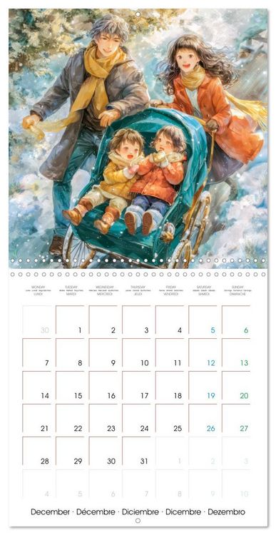 Produktbild: En famille ou entre amis - Inspir&eacute; du style Manga (Calendrier mural carr&eacute; 2026 30x30 cm) Calendrier double avec une page pour vos prises de notes