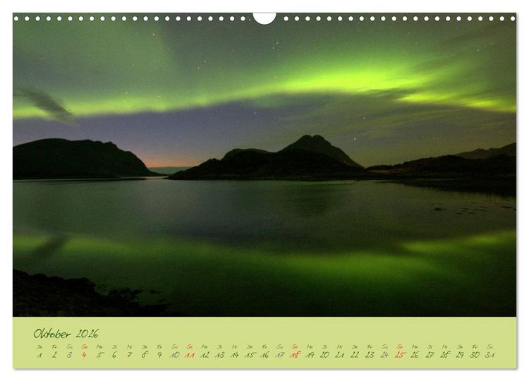 Produktbild: Nordlicht-Zauber auf den Lofoten. Aurora borealis (Wandkalender 2026 DIN A3 quer), CALVENDO Monatskalender