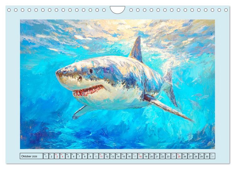 Produktbild: Im Tanz der Haie. Seelenstr&ouml;mung zwischen Mensch und Meer (Wandkalender 2026 DIN A4 quer), CALVENDO Monatskalender