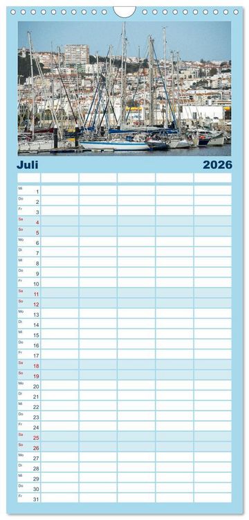 Produktbild: Familienplaner 2026 - Portugals Atlantikk&uuml;ste mit 5 Spalten (Wandkalender, 21 x 45 cm) CALVENDO