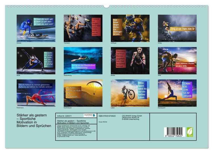 Produktbild: St&auml;rker als gestern &ndash; Sportliche Motivation in Bildern und Spr&uuml;chen (hochwertiger Premium Wandkalender 2027 DIN A2 quer), Kunstdruck in Hochglanz