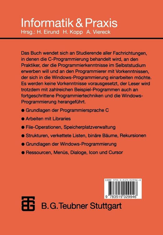 Produktbild: Praxis der C-Programmierung f&uuml;r UNIX, DOS und MS-Windows 3.1/95/NT