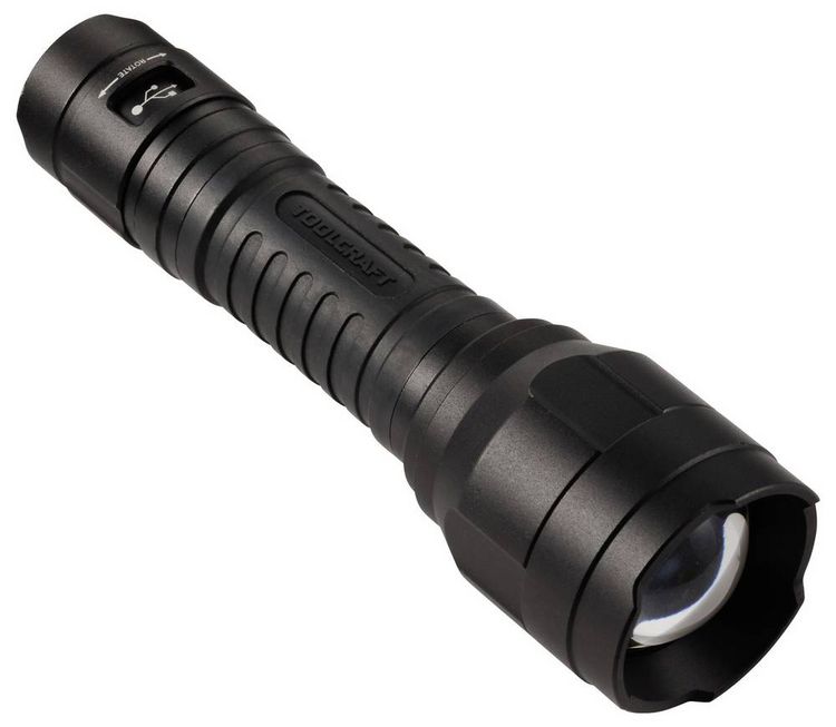 Produktbild: TOOLCRAFT TO-10153320 Taschenlampe Einstellbare Punktgr&ouml;&szlig;e, verstellbar, mit USB-Schnittstelle Li-Ionen Akkus 1100 lm 30 h 228 g