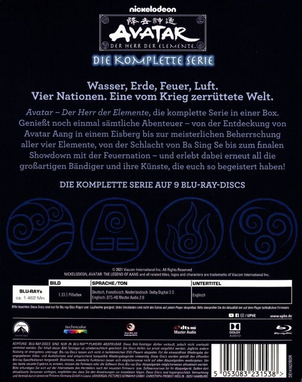 Produktbild: Avatar - Der Herr der Elemente: Die komplette Serie [9 BRs]