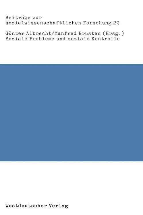 Produktbild: Soziale Probleme und soziale Kontrolle