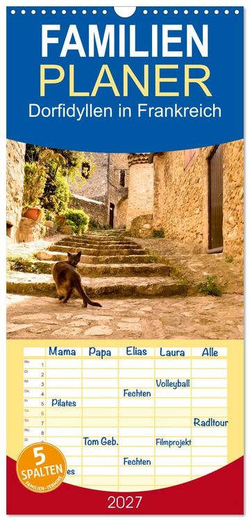 Produktbild: Familienplaner 2027 - Dorfidyllen in Frankreich mit 5 Spalten (Wandkalender, 21 x 45 cm) CALVENDO
