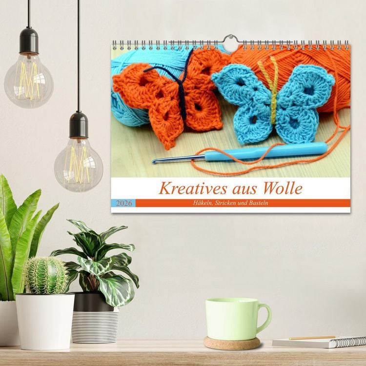 Produktbild: Kreatives aus Wolle - H&auml;keln, Stricken und Basteln (Wandkalender 2026 DIN A4 quer), CALVENDO Monatskalender