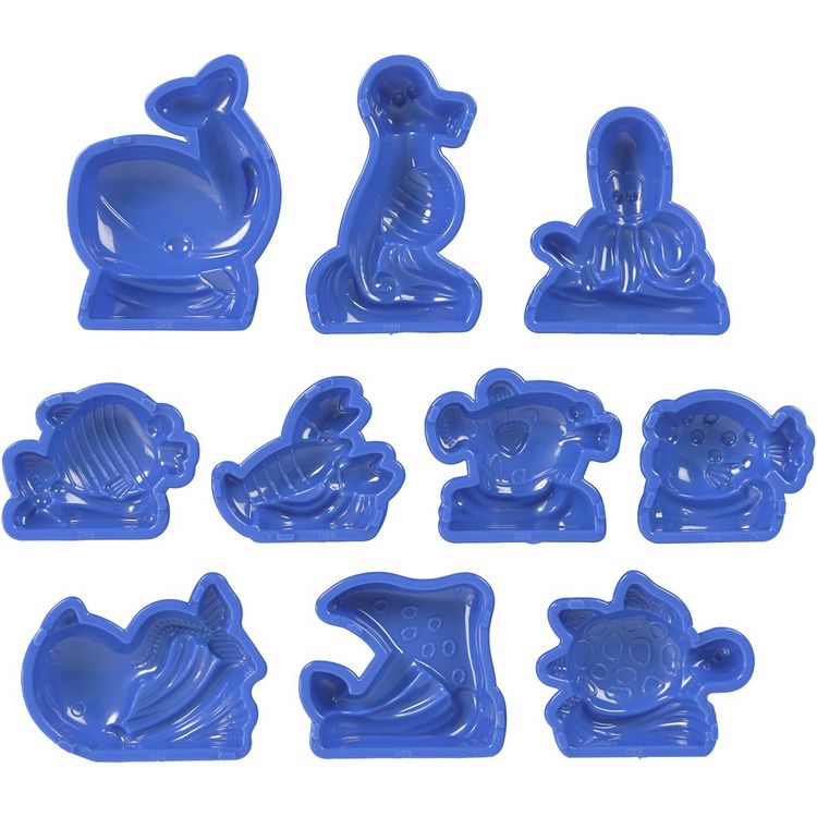 Produktbild: Creativ Company Sandy Clay, Wasserwelt, Natur, 1 Set, 10 F&ouml;rmchen + 600g Sand