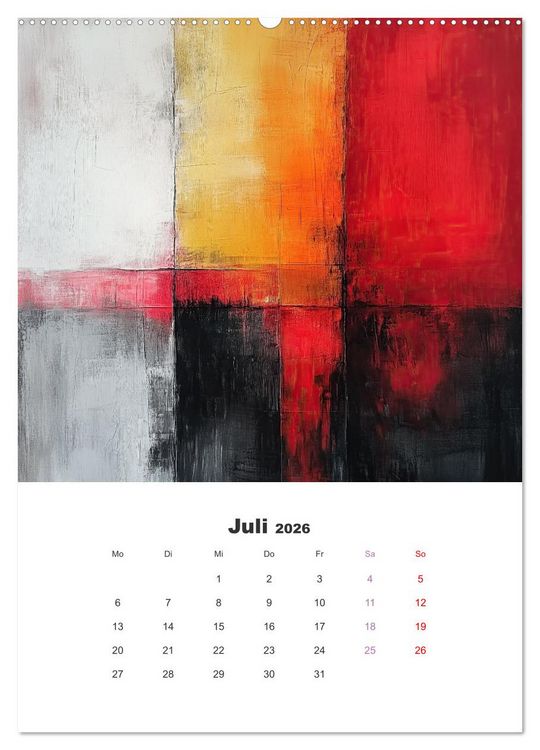 Produktbild: Abstrakte KI-Kunstwerke - Farbenfrohe Kunstmomente f&uuml;r das ganze Jahr (Wandkalender 2026 DIN A2 hoch), CALVENDO Monatskalender