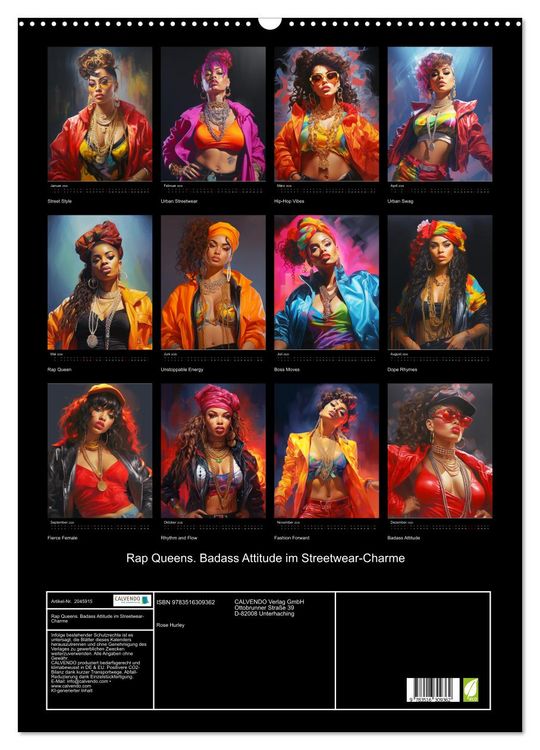 Produktbild: Rap Queens. Badass Attitude im Streetwear-Charme (Wandkalender 2026 DIN A2 hoch), CALVENDO Monatskalender