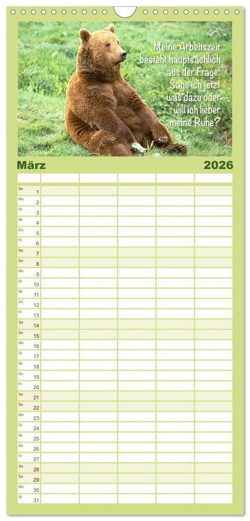 Produktbild: Familienplaner 2026 - Spa&szlig; mit B&auml;ren: Edition lustige Tiere mit 5 Spalten (Wandkalender, 21 x 45 cm) CALVENDO