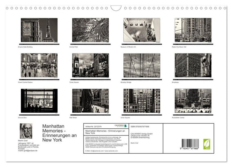 Produktbild: Manhattan Memories - Erinnerungen an New York (Wandkalender 2026 DIN A3 quer), CALVENDO Monatskalender