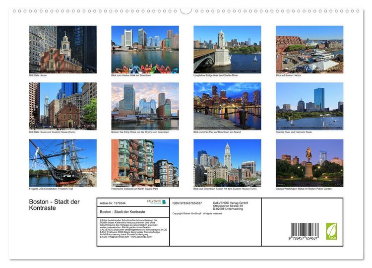 Produktbild: Boston - Stadt der Kontraste (hochwertiger Premium Wandkalender 2026 DIN A2 quer), Kunstdruck in Hochglanz