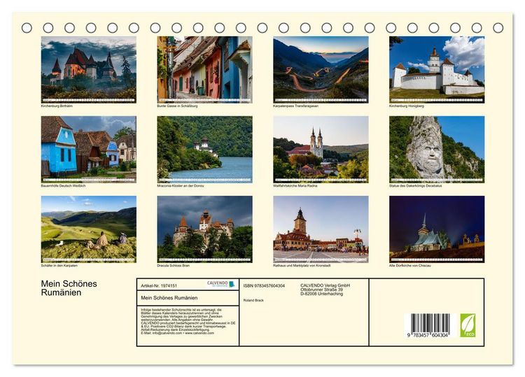 Produktbild: Mein Sch&ouml;nes Rum&auml;nien (Tischkalender 2026 DIN A5 quer), CALVENDO Monatskalender