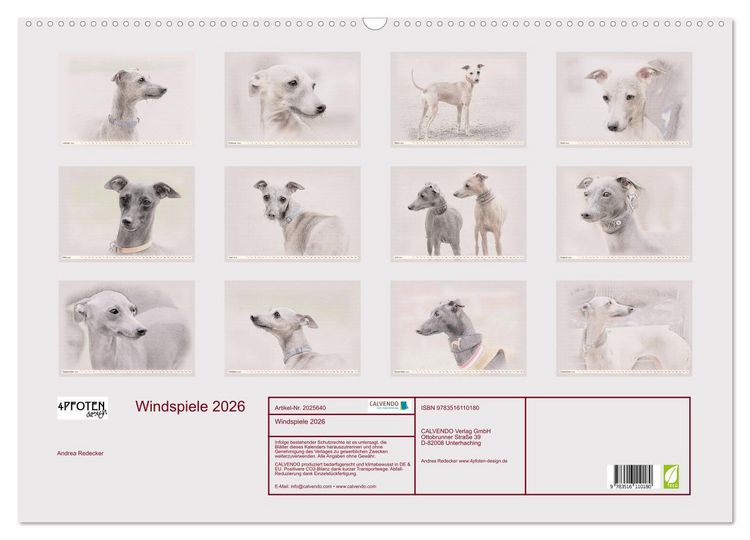 Produktbild: Windspiele 2026 (Wandkalender 2026 DIN A2 quer), CALVENDO Monatskalender