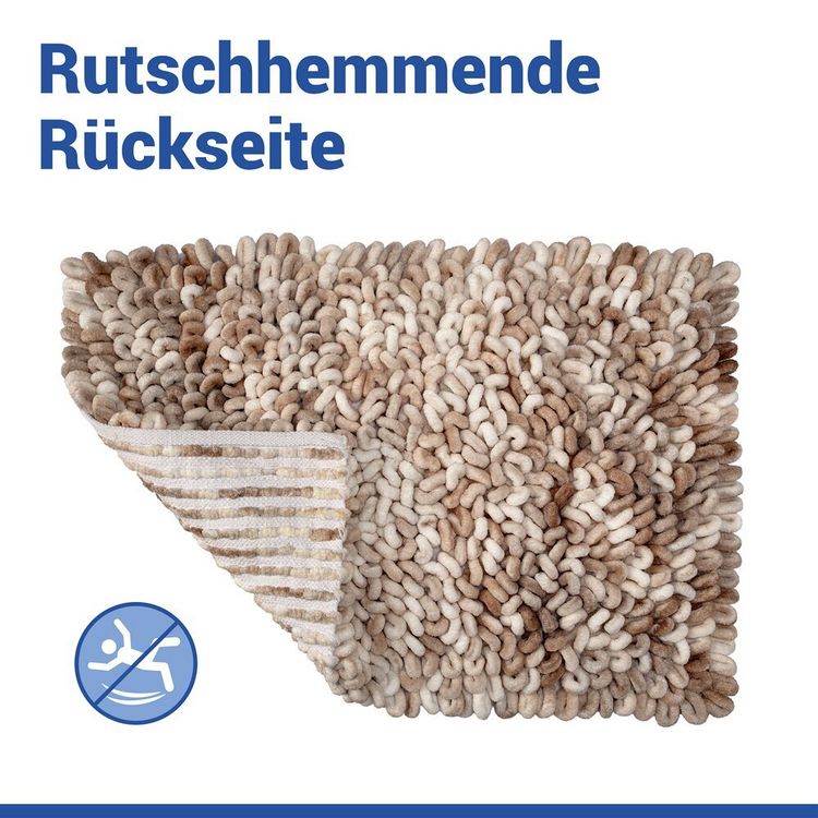 Produktbild: Badteppich Mod. Lerici Wei&szlig;-Beige, 60 x 90 cm, rutschfest und schnelltrocknend