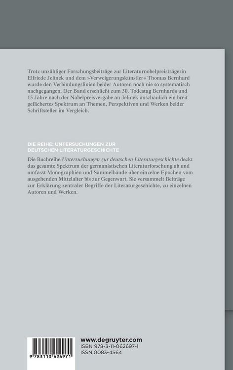 Produktbild: Elfriede Jelinek und Thomas Bernhard