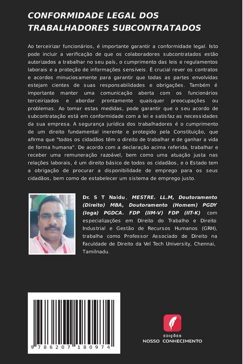 Produktbild: Conformidade Legal Dos Trabalhadores Subcontratados