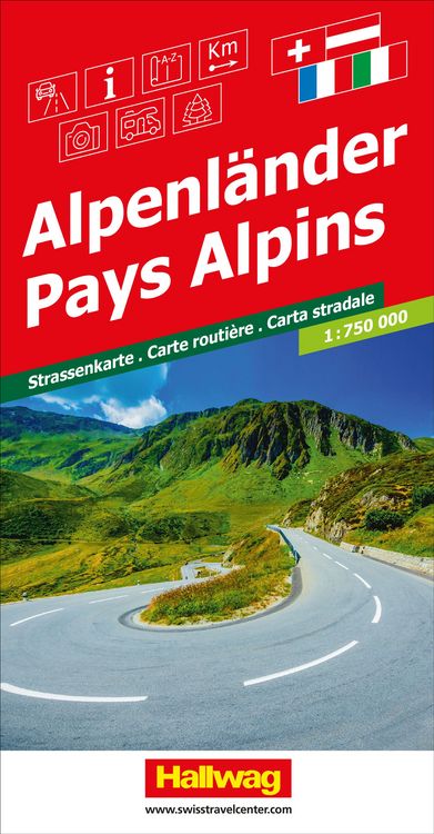 Produktbild: Hallwag Strassenkarte Alpenländer 1:750.000