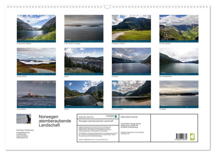 Produktbild: Norwegen atemberaubende Landschaft (Wandkalender 2026 DIN A2 quer), CALVENDO Monatskalender