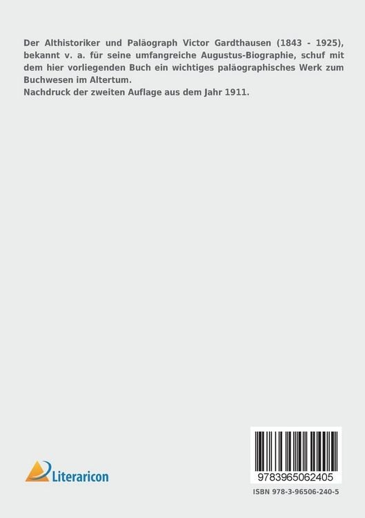 Produktbild: Das Buchwesen im Altertum und im byzantinischen Mittelalter