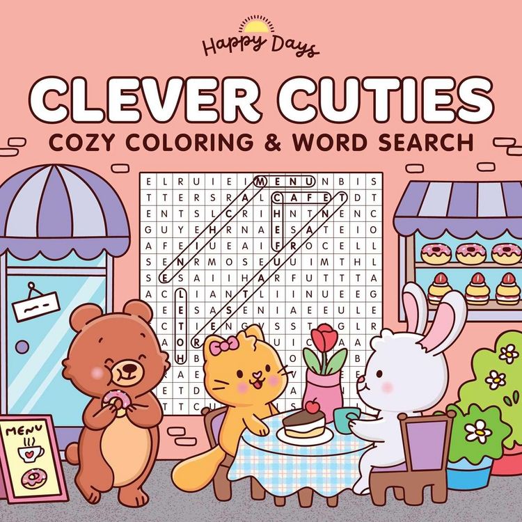 Produktbild: Clever Cuties: Cozy Coloring & Word Search Book