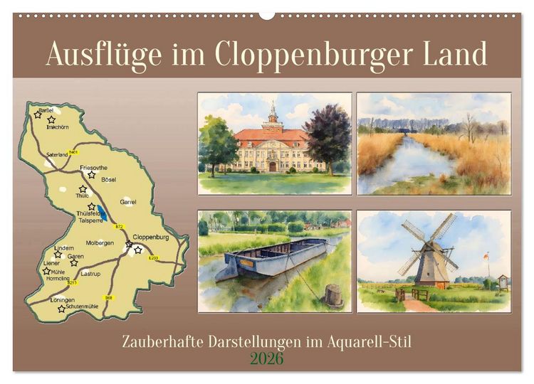 Produktbild: Ausfl&uuml;ge im Cloppenburger Land (Wandkalender 2026 DIN A2 quer), CALVENDO Monatskalender