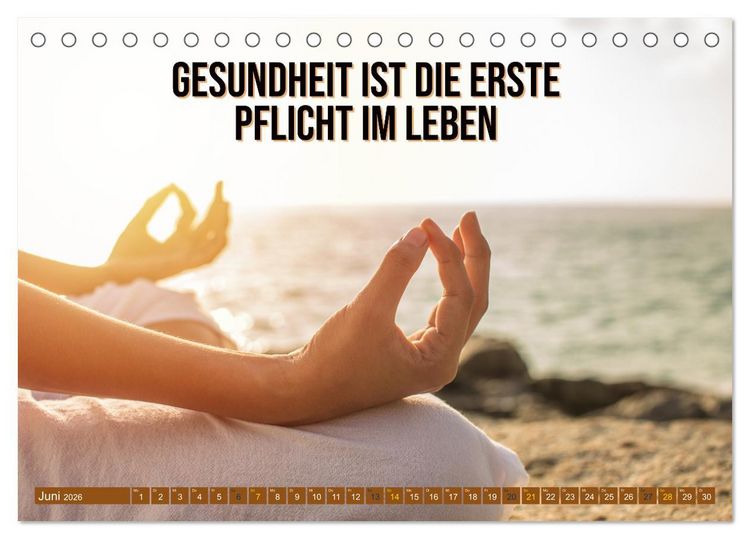 Produktbild: Achtsamkeit Gesundheit mit coolen Spr&uuml;chen zum Wohlbefinden (Tischkalender 2026 DIN A5 quer), CALVENDO Monatskalender